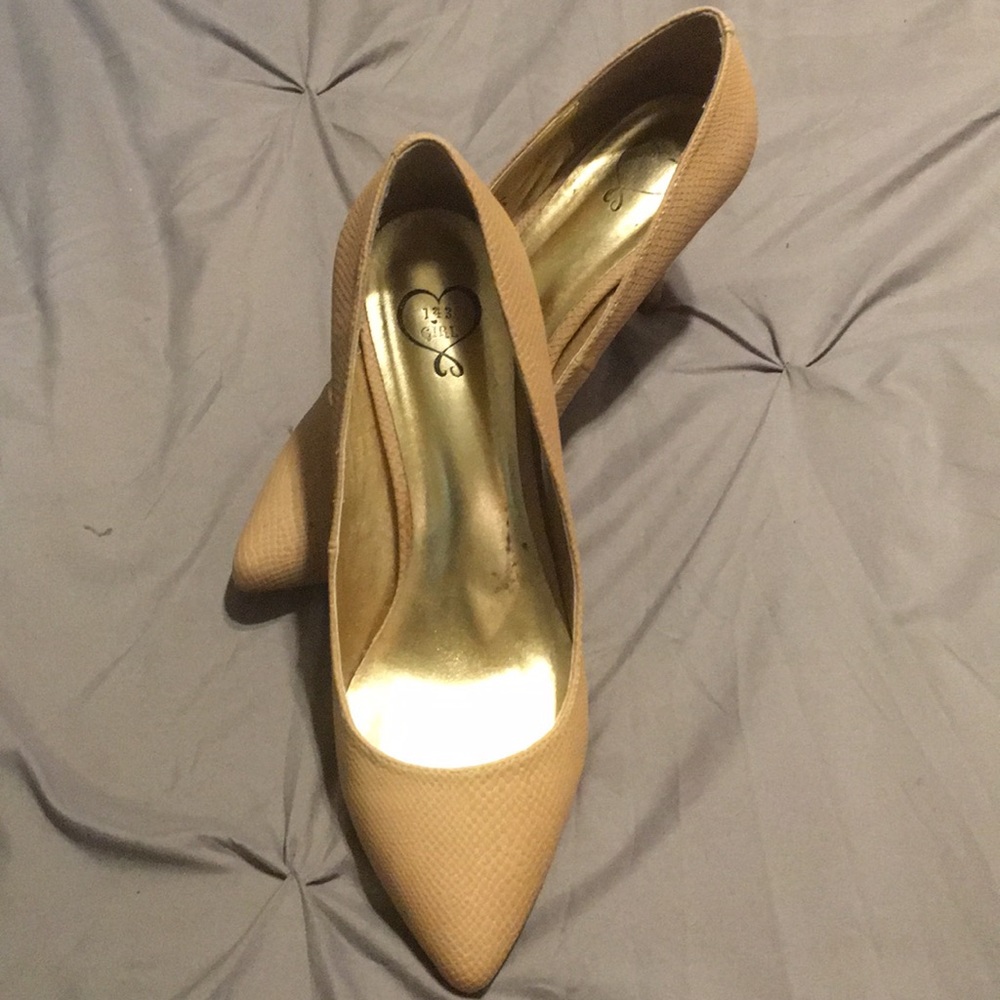 Nude faux snake skin heels
